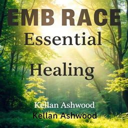 A serene natural landscape featuring a sunlit forest with gentle sunlight filtering through the leaves, creating a calming atmosphere