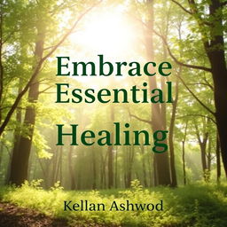 A flat cover design featuring a serene natural landscape, depicting a sunlit forest with soft green trees and gentle sunlight filtering through the leaves