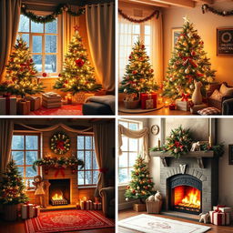 A charming Christmas-themed grid layout featuring four pictures