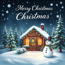 A beautifully festive Christmas card featuring a cozy winter scene