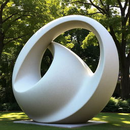 A stylized artistic representation of a large, abstract sculpture made from smooth, polished stone, emphasizing its curves and textures