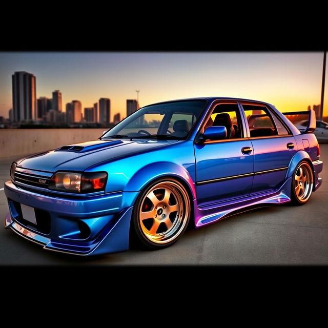 A modified Toyota Corona Premio, showcasing its unique tuning aspects