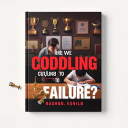 A realistic book cover design featuring a concerned parent observing their child struggling with homework at a desk