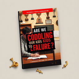 A realistic book cover design featuring a concerned parent observing their child struggling with homework at a desk