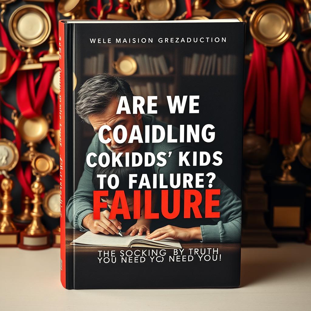 A realistic book cover design depicting a concerned parent watching their child struggle with homework