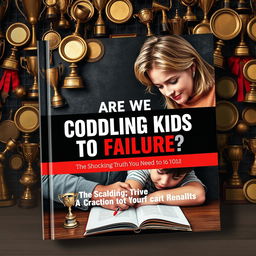 A realistic book cover design depicting a concerned parent watching their child struggle with homework