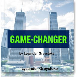 A flat cover design featuring a realistic cityscape background with towering skyscrapers symbolizing business success and growth