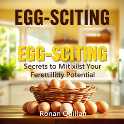A realistic image of a sunny, vibrant kitchen filled with natural light, showcasing a basket of fresh eggs as the focal point