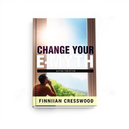 A flat book cover design featuring a realistic, vibrant image of a person contemplating by a window, light streaming in, symbolizing change and new ideas