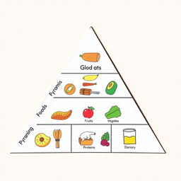A simple triangular food pyramid design intended for a seventh-grade audience
