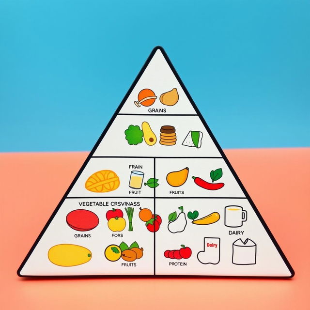 A simple triangular food pyramid design intended for a seventh-grade audience