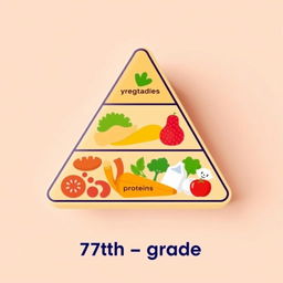 A simple, triangular food pyramid design with a smooth surface, specifically aimed at a seventh-grade level