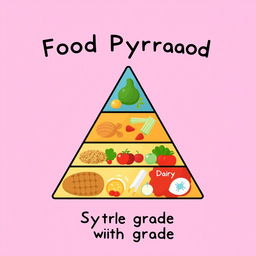 A simple, triangular food pyramid design with a smooth surface, specifically aimed at a seventh-grade level