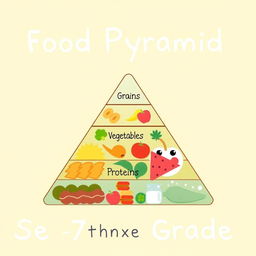 A simple, triangular food pyramid design with a smooth surface, specifically aimed at a seventh-grade level