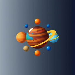 A unique and modern logo design incorporating symbols representing the planets of the solar system