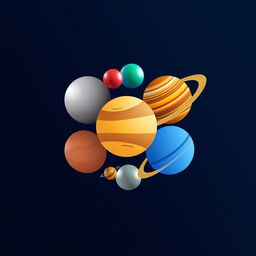 A unique and modern logo design incorporating symbols representing the planets of the solar system