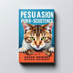 A book cover design titled 'Persuasion Purr-sistence' in large, bold typography at the top center, with the author name 'Orson Grimsby' in a smaller font right below it
