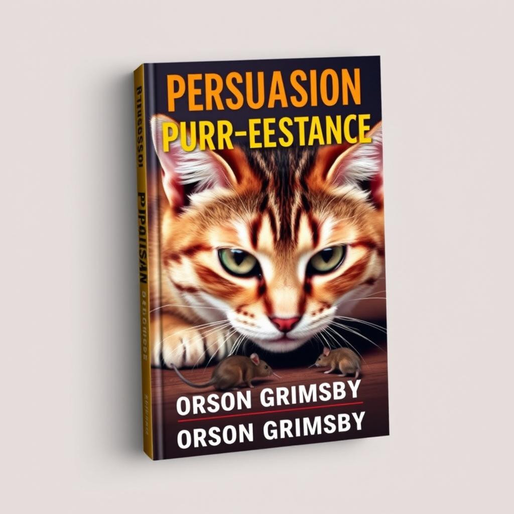 A flat book cover design featuring a large, bold title "Persuasion Purr-sistence" at the top, with the author name "Orson Grimsby" in a smaller font beneath the title