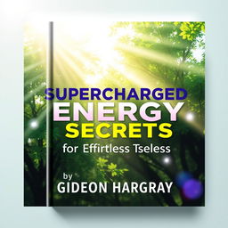 A flat book cover design titled 'Supercharged Energy Secrets for Effortless Healing' by Gideon Hargrave