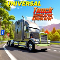 A vibrant and eye-catching YouTube thumbnail for a universal Truck Simulator game