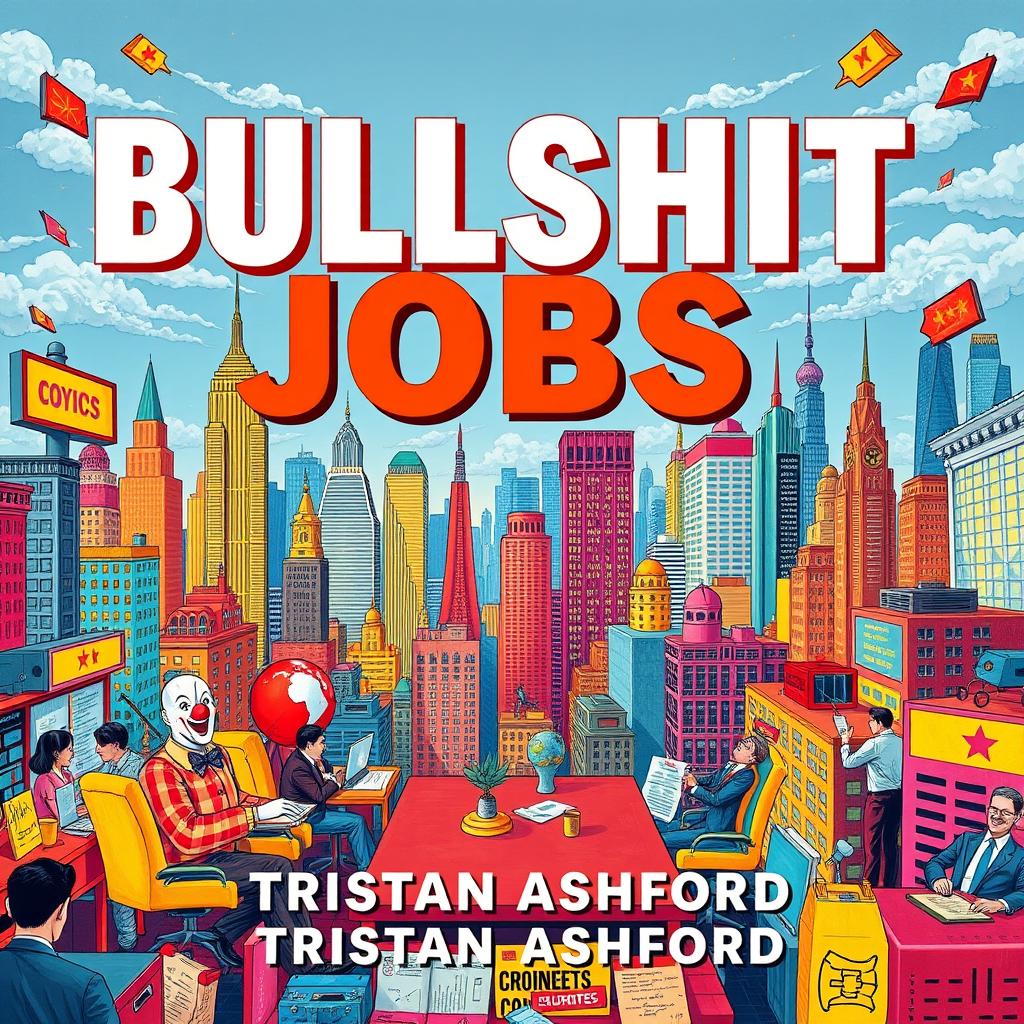 A flat book cover design featuring the bold, eye-catching title 'BULLSHIT JOBS' in large letters at the top, with author name 'Tristan Ashford' in slightly smaller text below the title