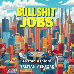 A flat book cover design featuring the bold, eye-catching title 'BULLSHIT JOBS' in large letters at the top, with author name 'Tristan Ashford' in slightly smaller text below the title
