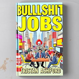 A bold and eye-catching book cover titled "BULLSHIT Jobs" written in large, striking letters at the top