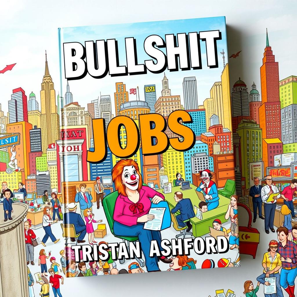 A bold and eye-catching book cover titled "BULLSHIT Jobs" written in large, striking letters at the top