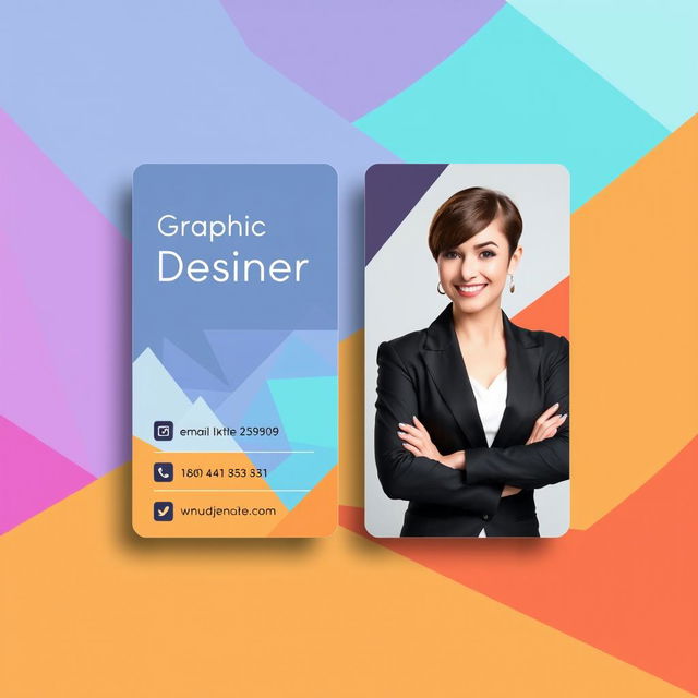 A professional business card design for a female graphic designer