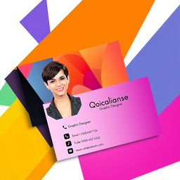 A professional business card design for a female graphic designer