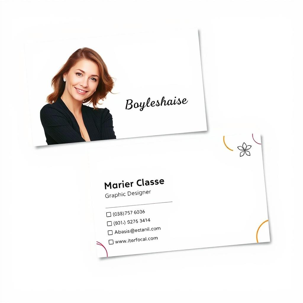 A business card design for a female graphic designer's internet business