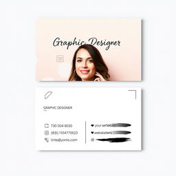 A stylish business card design for a female graphic designer's internet business