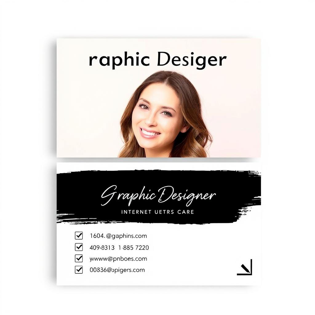 A stylish business card design for a female graphic designer's internet business
