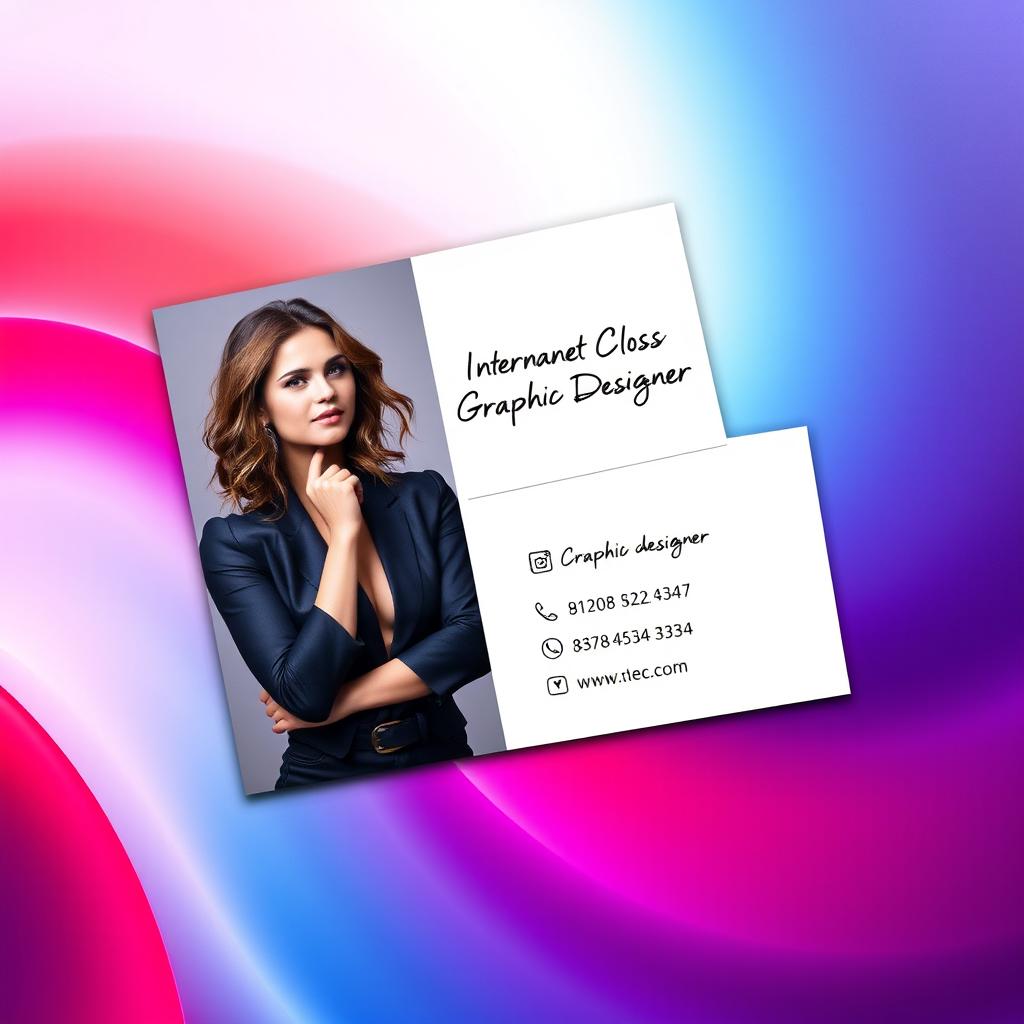 A creative business card design for a female graphic designer's internet business