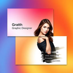 A creative business card design for a female graphic designer's internet business