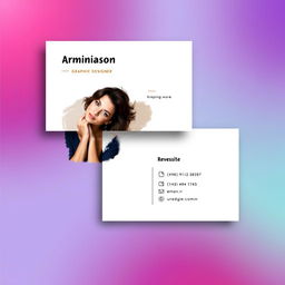 A creative business card design for a female graphic designer's internet business