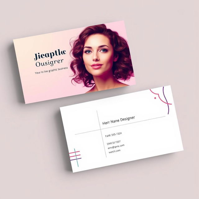 A visually striking business card design for a female graphic designer's internet business