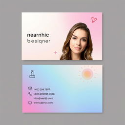A visually striking business card design for a female graphic designer's internet business