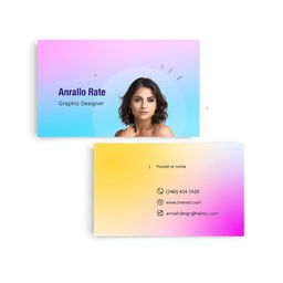 A visually striking business card design for a female graphic designer's internet business