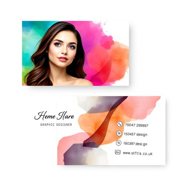 A chic and modern business card design for a female graphic designer's internet business