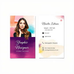 A chic and modern business card design for a female graphic designer's internet business