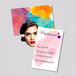 A chic and modern business card design for a female graphic designer's internet business