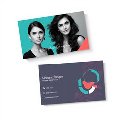 A stylish and professional business card design for a female graphic designer