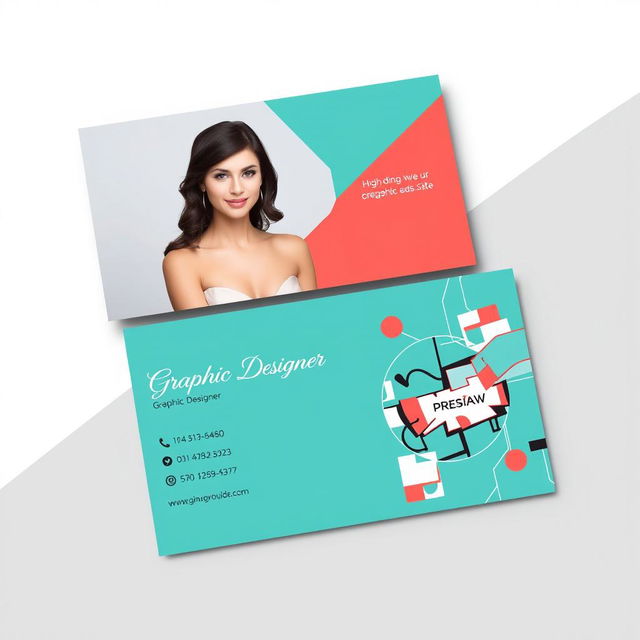 A stylish and professional business card design for a female graphic designer