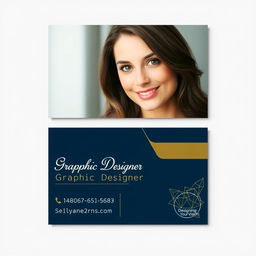 A professional and eye-catching business card design for a female graphic designer's internet business