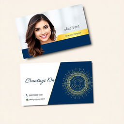 A professional and eye-catching business card design for a female graphic designer's internet business