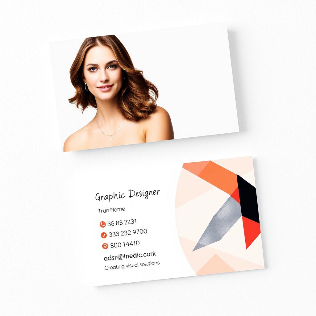 A contemporary and sleek business card design for a female graphic designer's online business