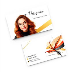 A stylish and modern business card design for a female graphic designer's online business