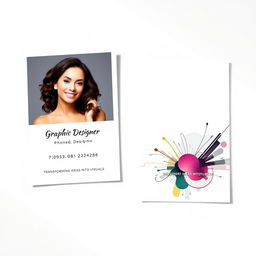 A stylish and modern business card design for a female graphic designer's online business