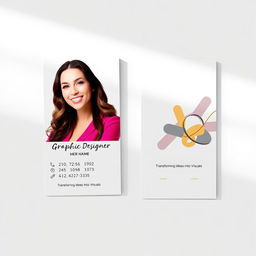 A stylish and modern business card design for a female graphic designer's online business